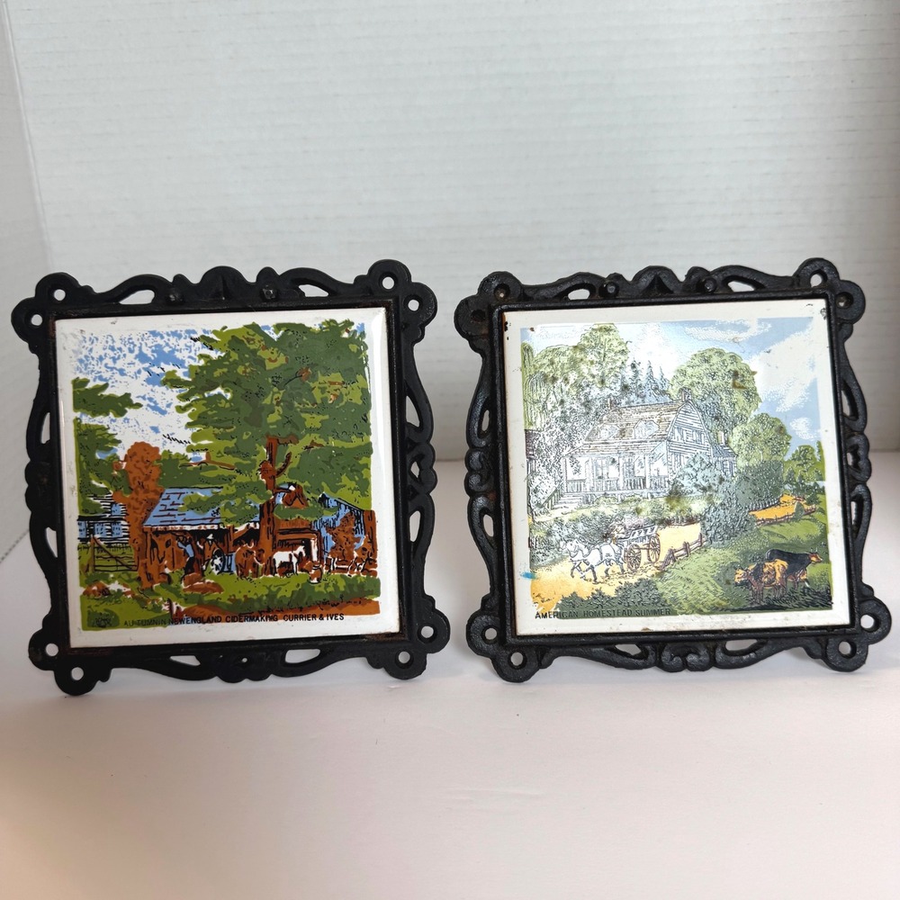 Vintage Seven Star Cast Iron Currier & Ives American Homestead New England Cider